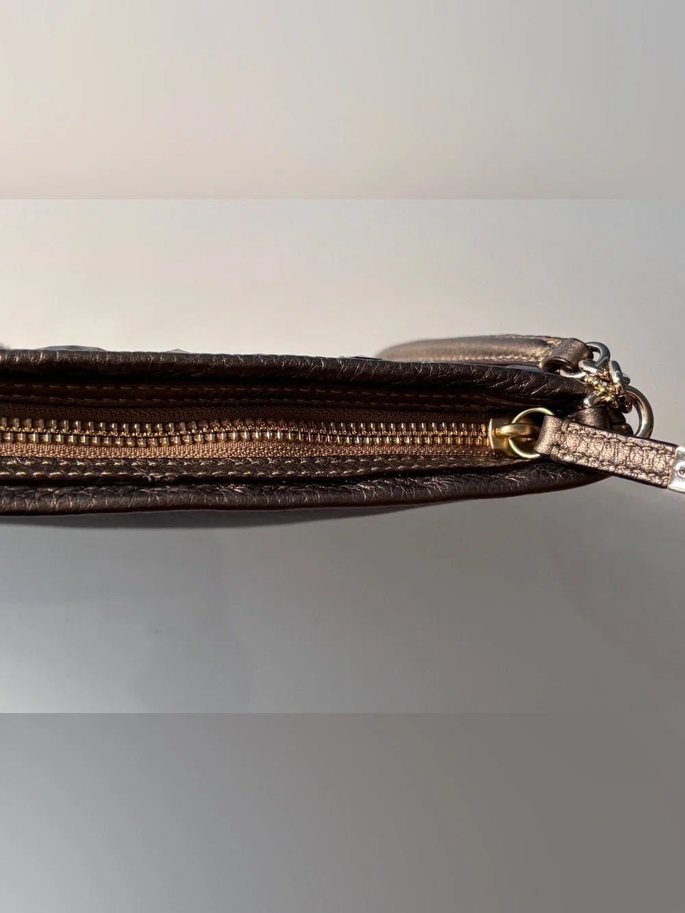 Coach Madison Jeweled Crystal Zip Clutch Wristlet Brown Bronze 26485